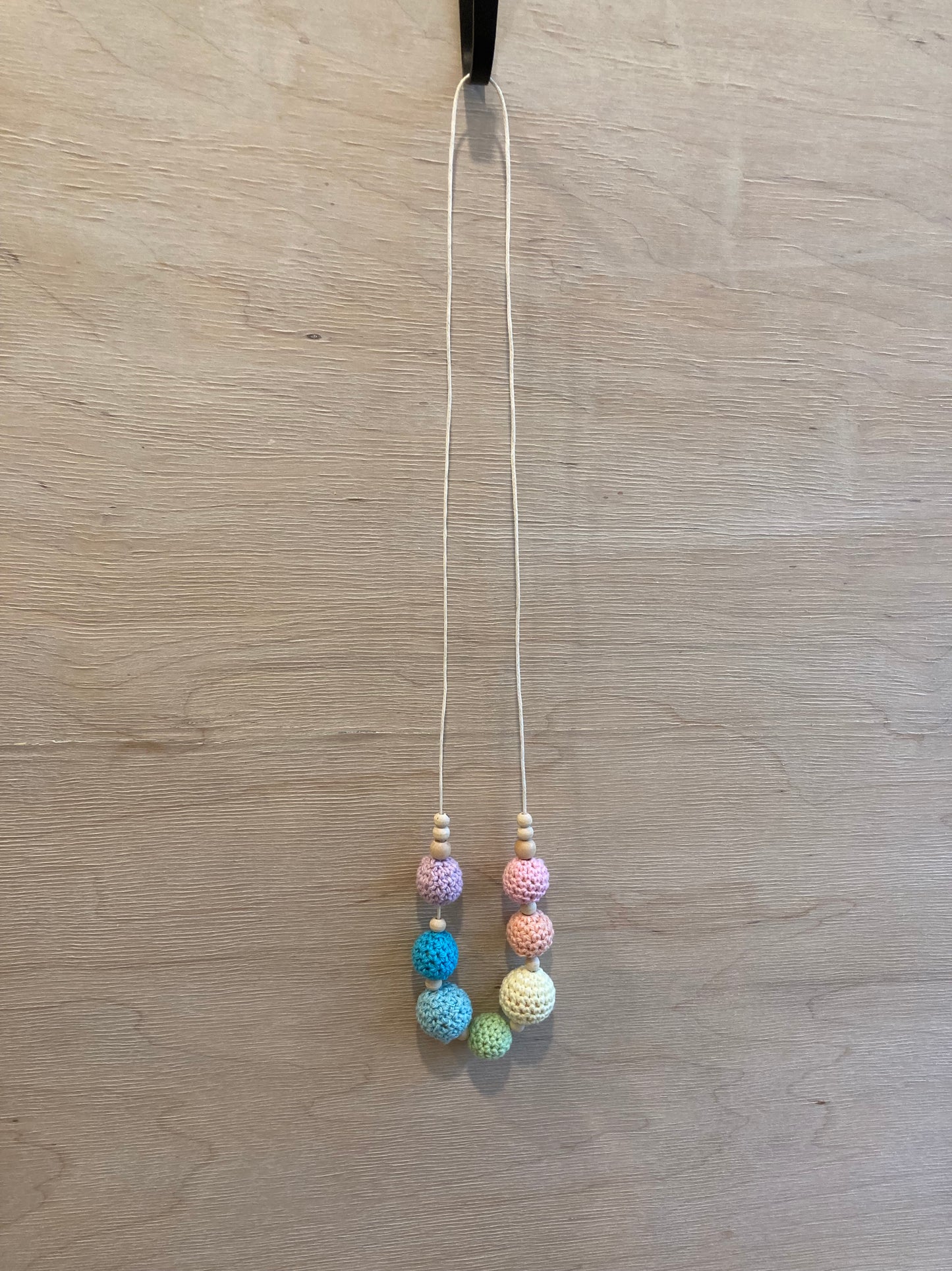 Crocheted Necklace Pastel Rainbow