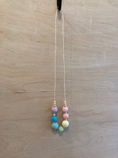 Crocheted Necklace Pastel Rainbow